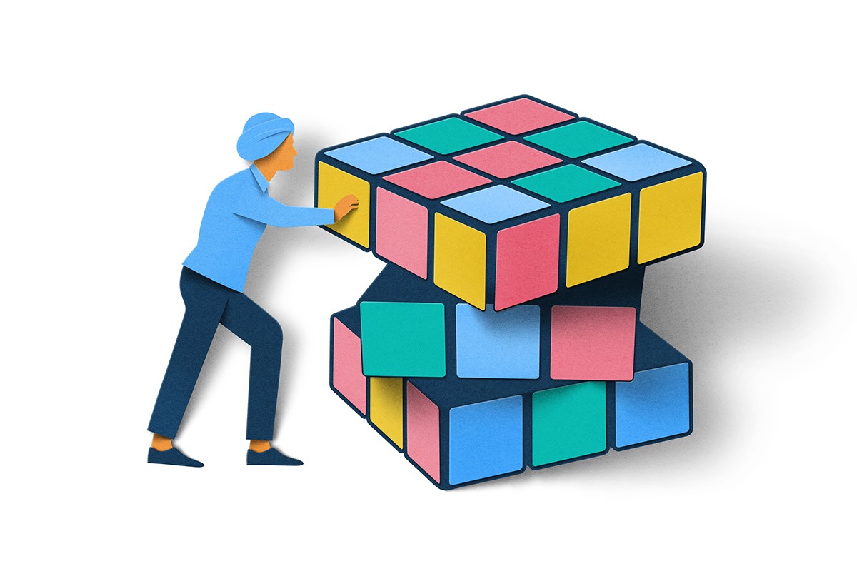 Illustration man with puzzle