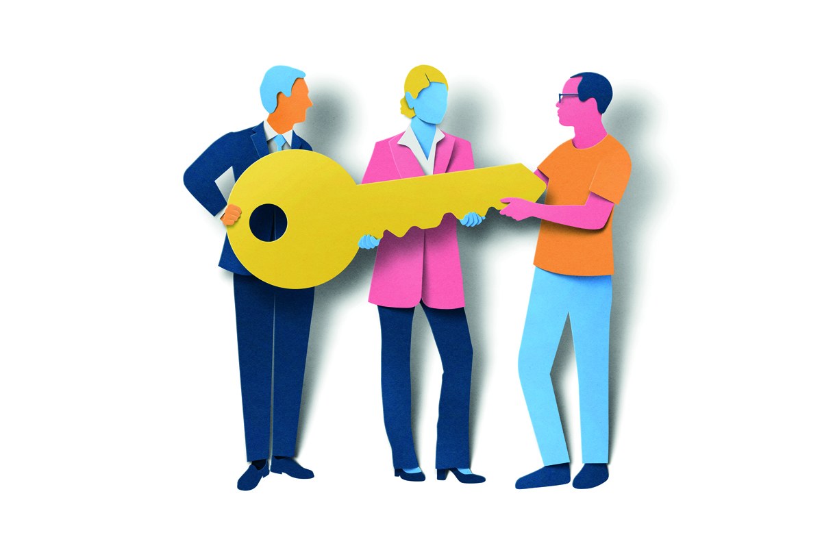 Men holding key