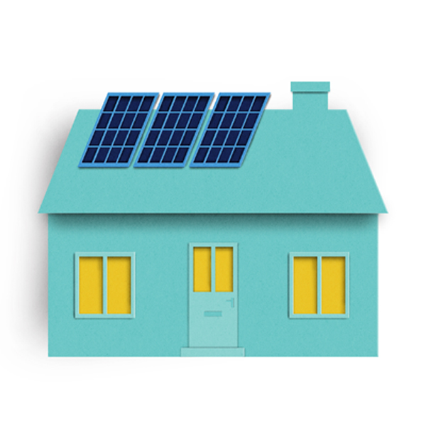 Illustration of a house with solar panels